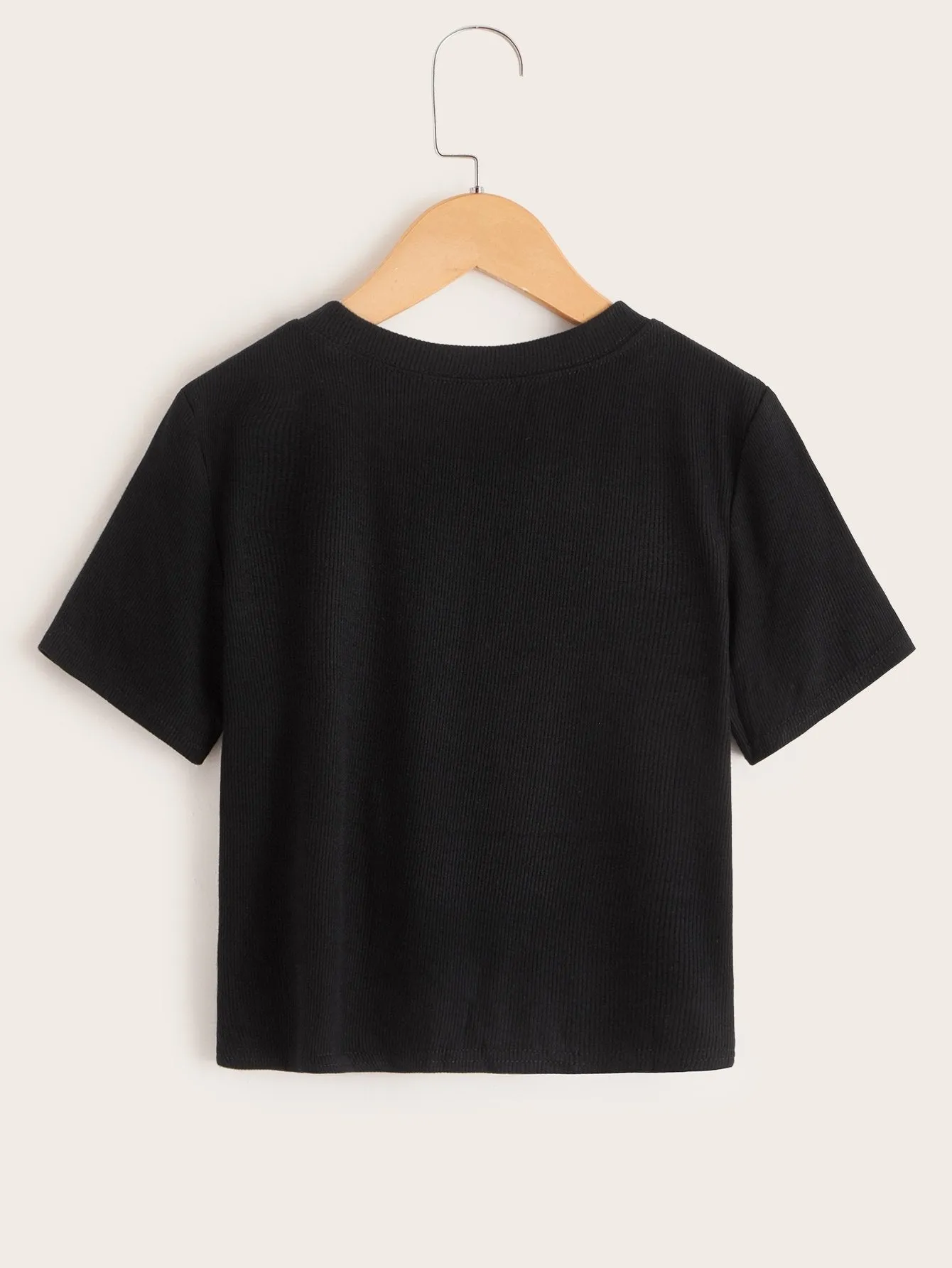 Cartoon Print Rib-knit Tee