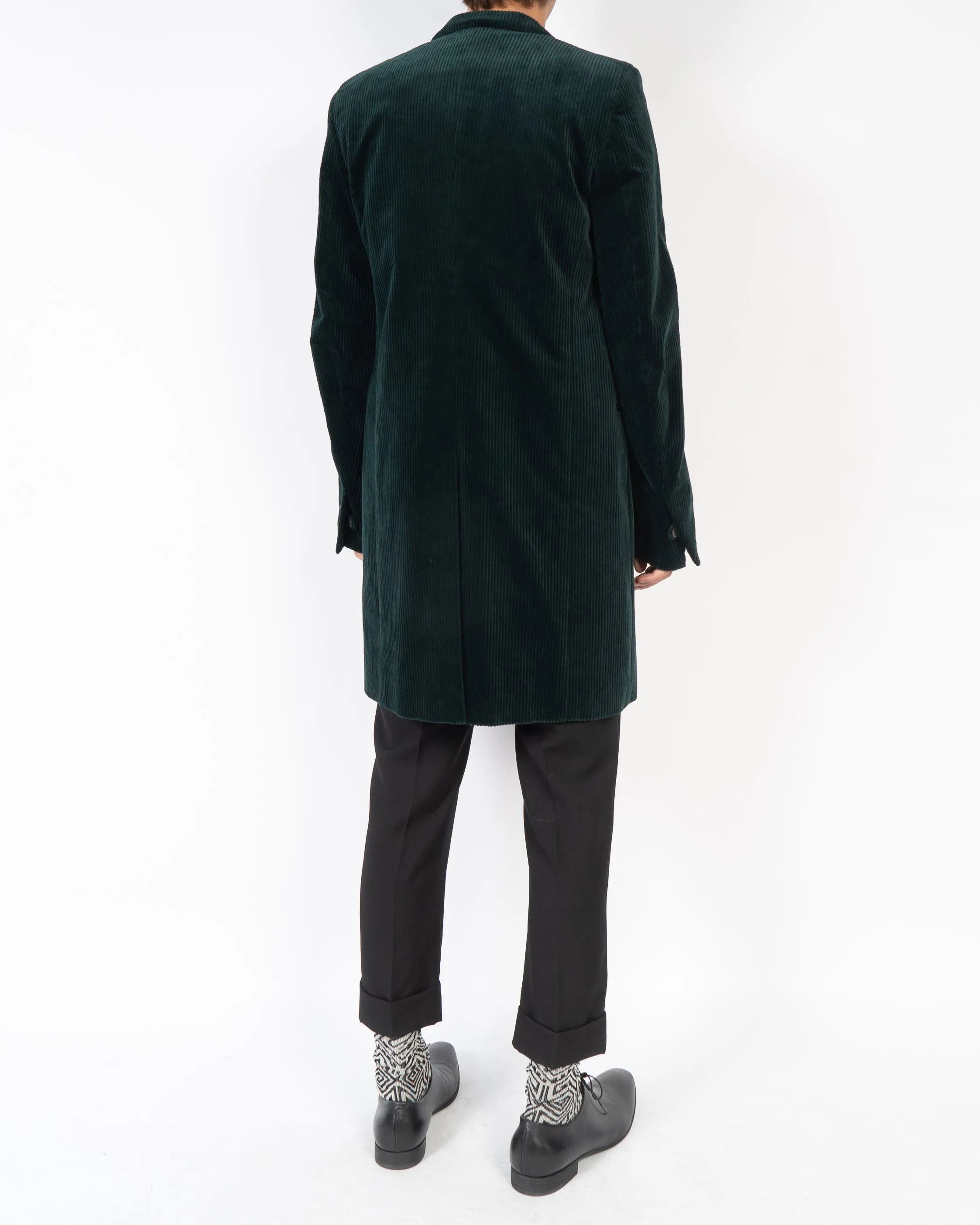 FW15 Bottle Green Runway Corduroy Coat