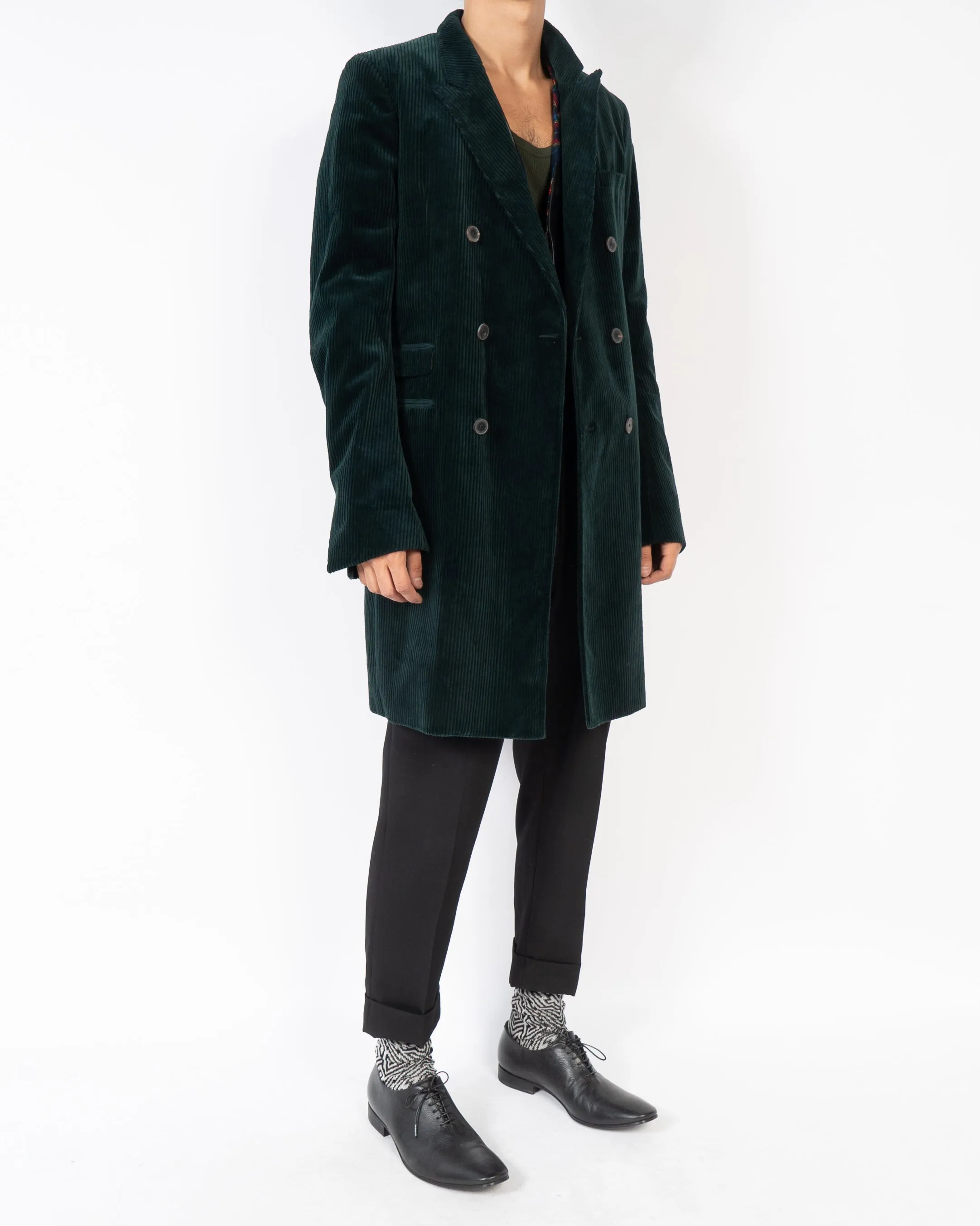 FW15 Bottle Green Runway Corduroy Coat