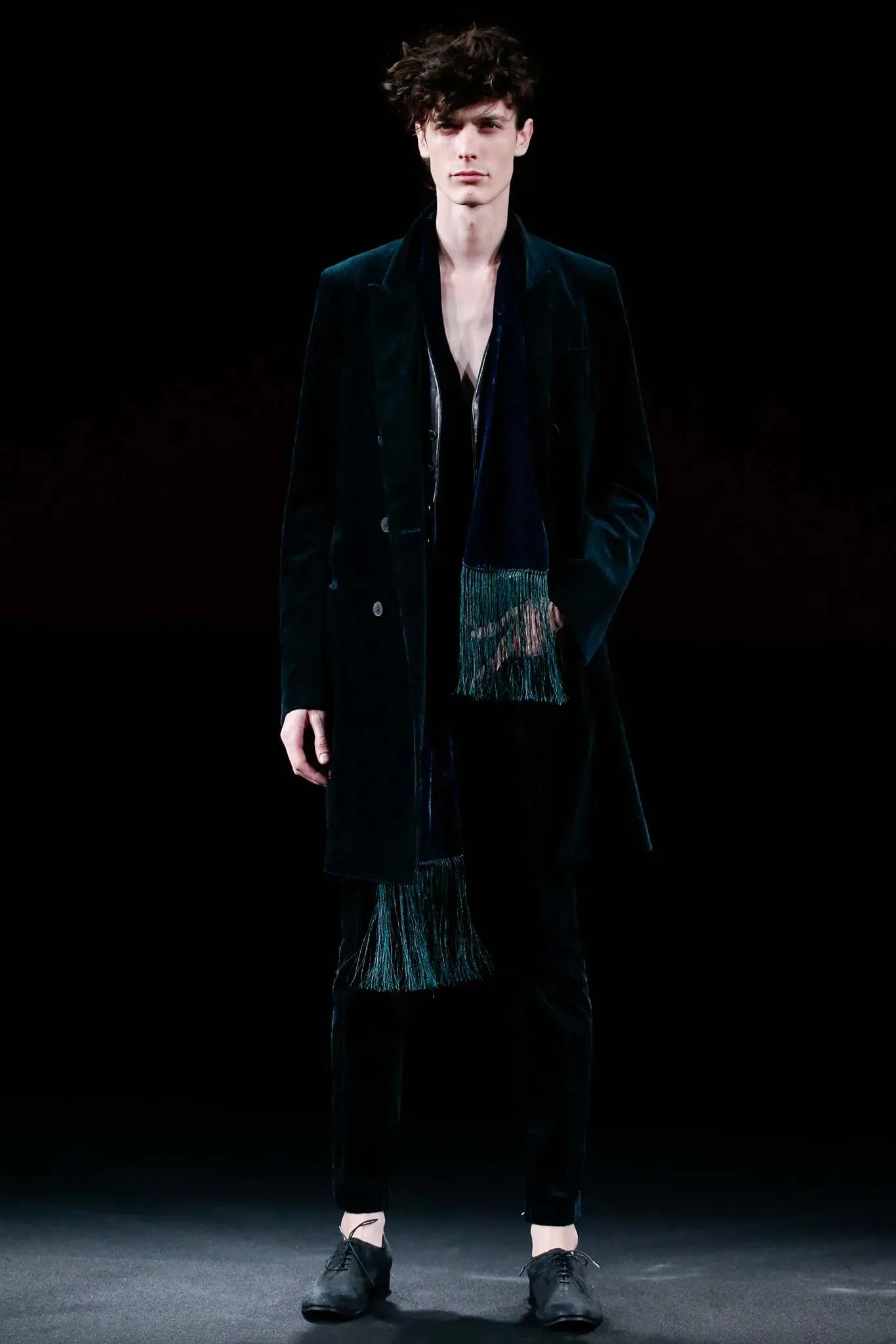 FW15 Bottle Green Runway Corduroy Coat