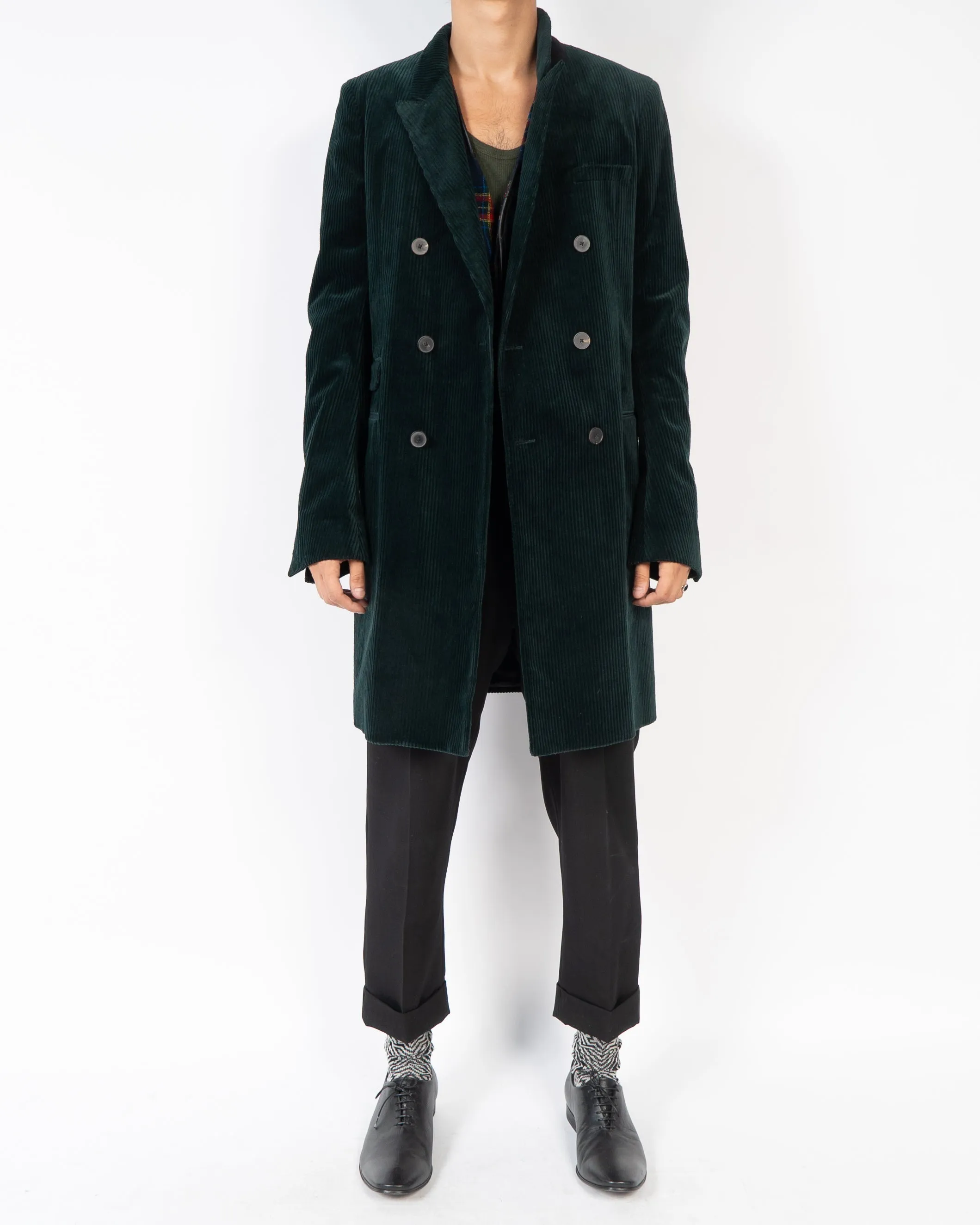 FW15 Bottle Green Runway Corduroy Coat