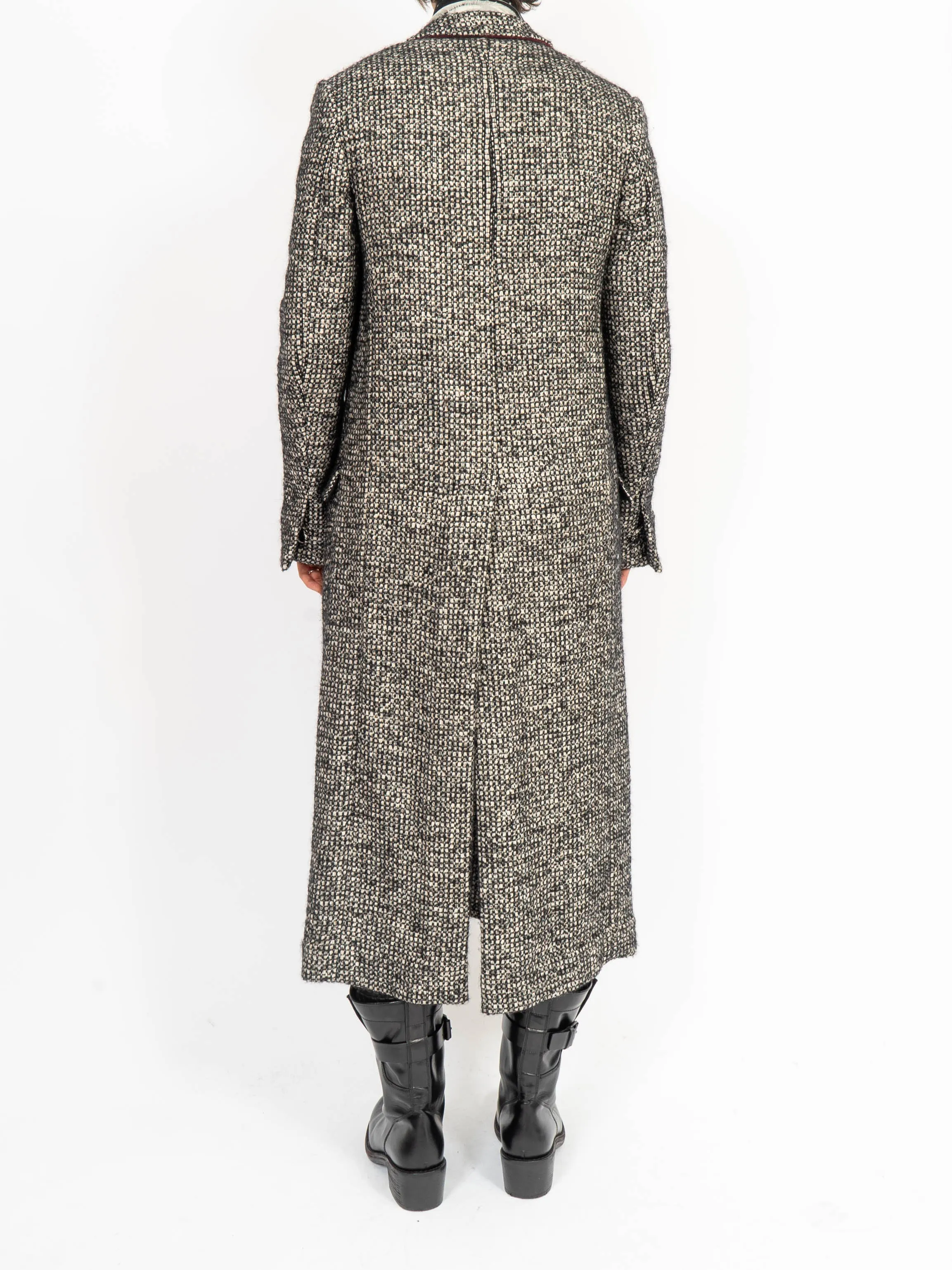 FW16 Black & White Boucle Long-Coat