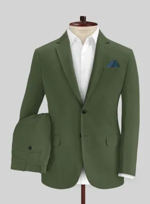 Italian Military Green Cotton Stretch Suit