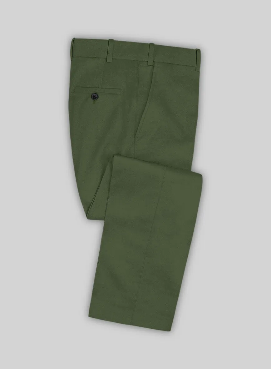 Italian Military Green Cotton Stretch Suit