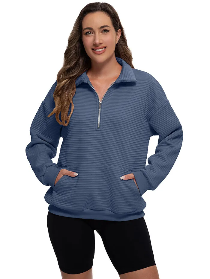 MATHCAT Womens Oversized Sweatshirts Half Zip Pullover Loose Outfits Wholesale