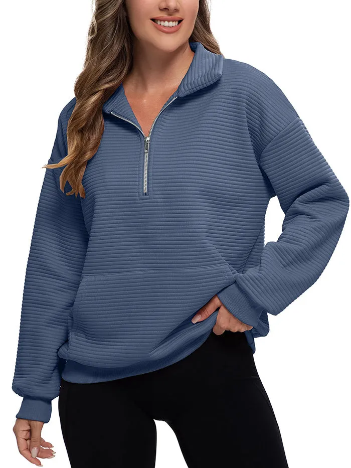 MATHCAT Womens Oversized Sweatshirts Half Zip Pullover Loose Outfits Wholesale