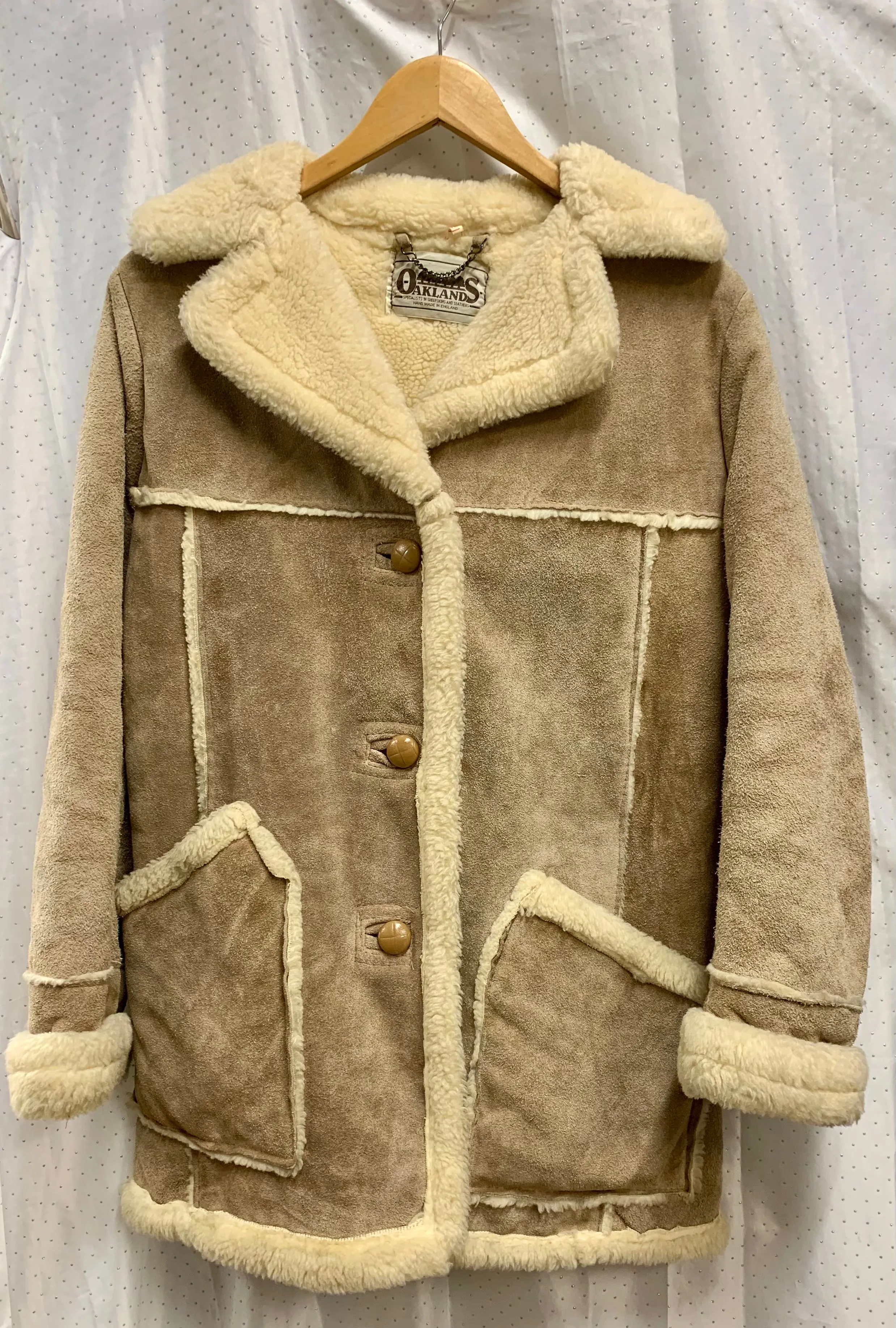 Oaklands Size 12 Beige and Cream Sheepskin Coat