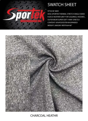 SP-AK91 Sportek Thermal Stretch Single sided fleece heather grey