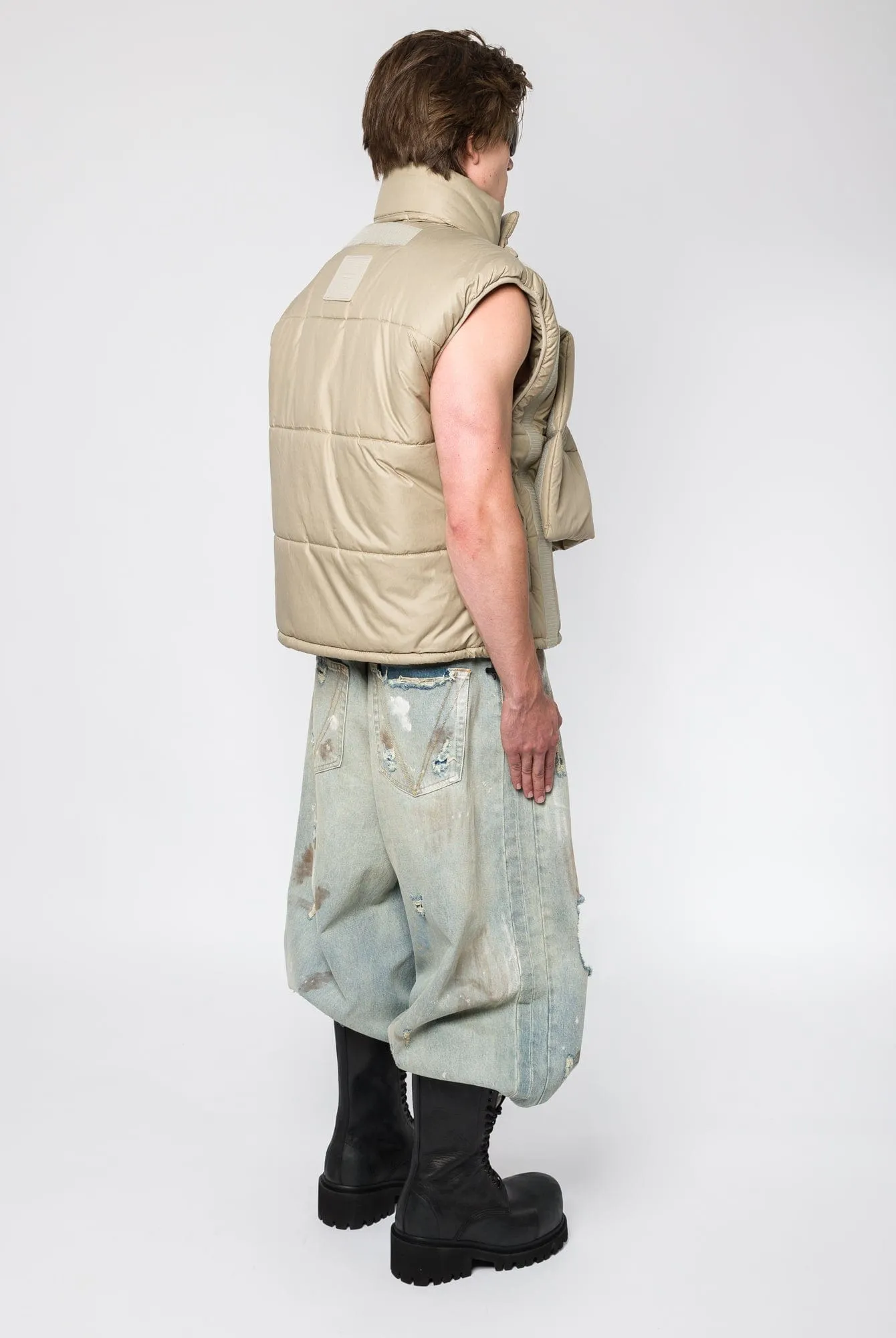 Y/Project Velcro Puffer Vest in Sand
